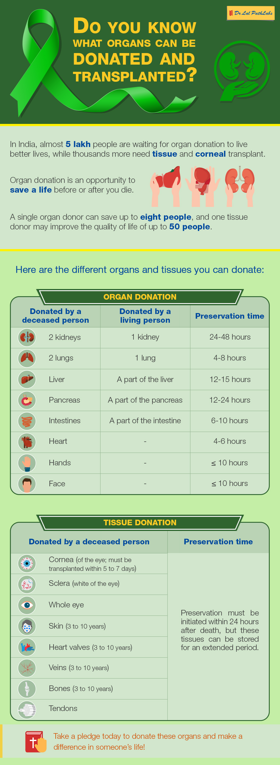 Organs can be donated and transplanted